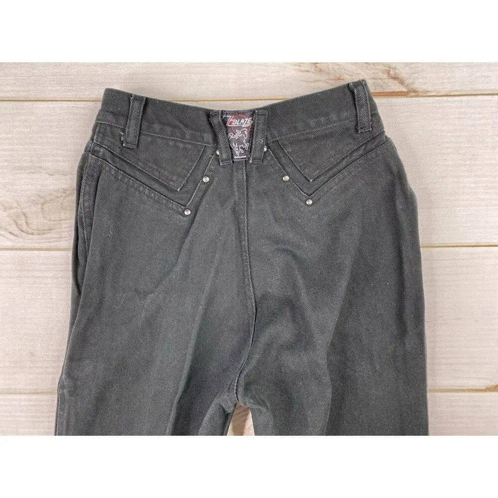 Vtg Blaze Jeans Womens 3/25 Black Studded Bareback Hi-Rise Rodeo Horse Riding
